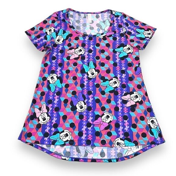 Lularoe‎ Disney Minnie Mouse Top Womens Extra Small XS Purple Scoop Neck Shirt - Picture 1 of 7